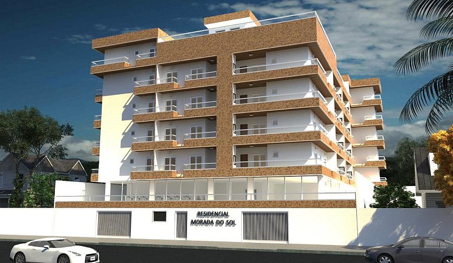 Fachada do Residencial Morada do Sol, apartamentos prontos nas Toninhas, Ubatuba