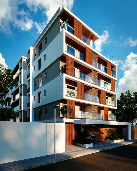 Fachada do Viena Residencial, pr�dio de apartamentos no Centro de Ubatuba