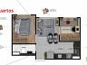 Planta do apartamento com 2 dormit�rios e 31,42 m� no Portal do Parque