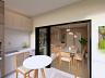 Perspectiva ilustrativa da sala integrada � cozinha e � varanda gourmet do apartamento de 43,87 m�