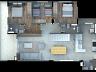 Planta do piso inferior da cobertura duplex com 3 dormit�rios no Residencial Safira