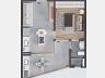 Planta do apartamento de 1 dormit�rio 44,28 m� do Bilbao Residencial, Jardim Brit�nia, Caraguatatuba
