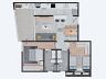 Planta do apartamento de 2 dormit�rios com su�te, 72 m�, finais 01 e 05