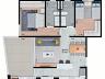 Planta do apartamento de 2 dormit�rios com su�te, 75 m�, finais 02 e 04