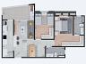 Planta do apartamento de 2 dormit�rios com su�te, 74,5 m�, finais 03 e 06