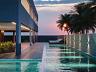 Piscina com raia ao entardecer no condom�nio Seg�via, Caraguatatuba