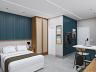�rea de dormir e cozinha americana do studio de 36 m� em Ubatuba