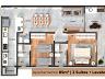 Planta do apartamento de 85 m� com 2 su�tes e lavabo do Viena Residencial, no Centro de Ubatuba
