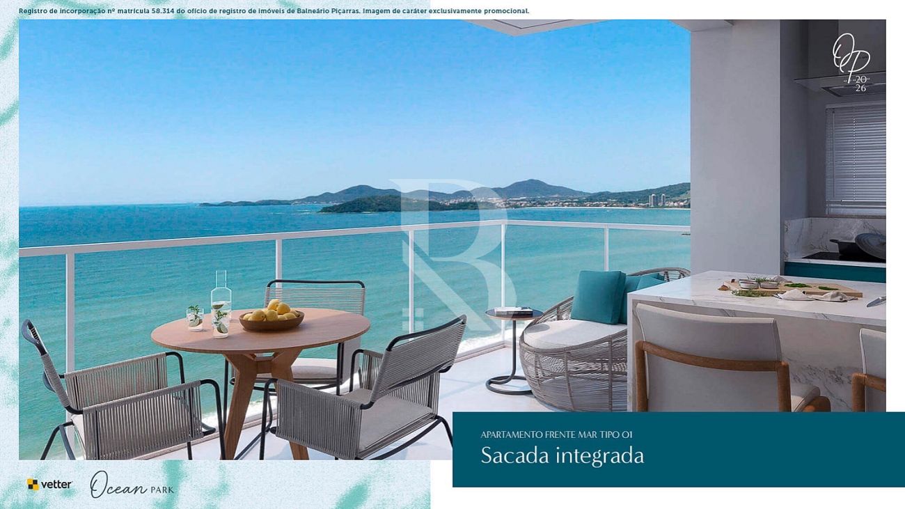 Com 3 suítes. Ocean Park - Vetter. Apartamento frente mar a venda em Balneário Piçarras - SC