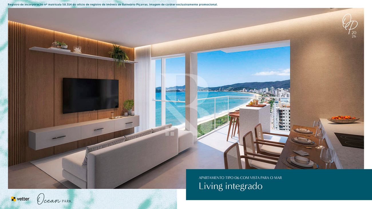 Com 3 quartos. Ocean Park Vetter. Apartamento a venda em Piçarras SC