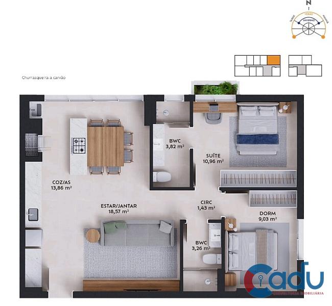 Apartamento 2 dormitórios sendo 1 Suíte no Pátio das Artes – Passeio Pedra Branca — foto 19