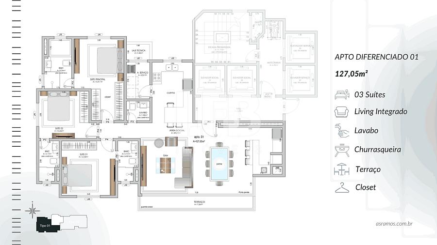 Apartamento com 3 quartos à venda, 127m², 4 banheiros, 2 garagens - Centro - Balneário Camboriú — foto 8