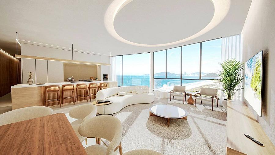 Apartamento | 190 m�: Living com Vista Mar