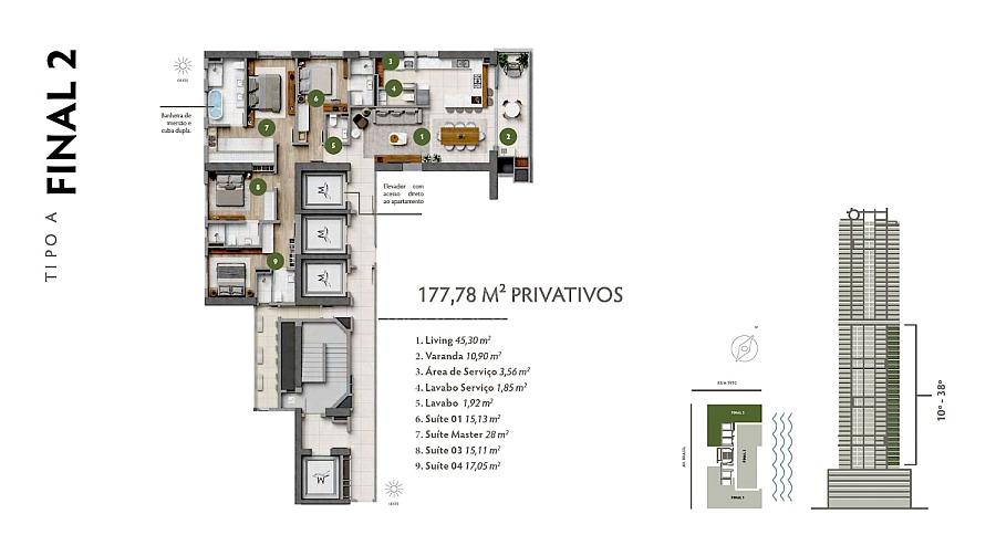 Apartamento na Planta: 4 Suítes, 3 Vagas e 178 m² no Marena – Balneário Camboriú — foto 3