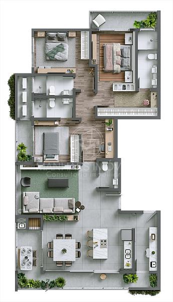 Apartamento com 3 suítes, 2 vagas de garagem, 153m² priv. — foto 10