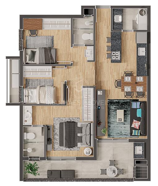 Apartamento de 3 Quartos com Design Moderno Vibe 1285 Bucarein — foto 20