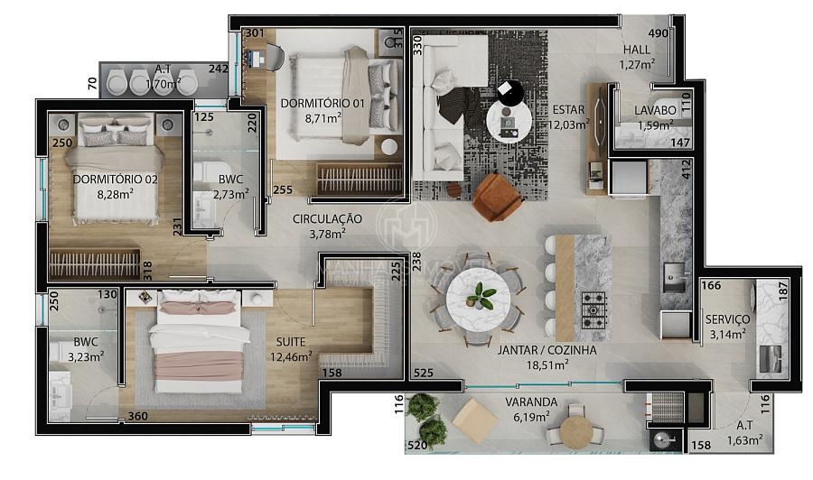 Apartamento na Planta: 3 Dormitórios (1 Suíte), 1 Vaga e 99 m² no Pedrabella – Itapoá — foto 10