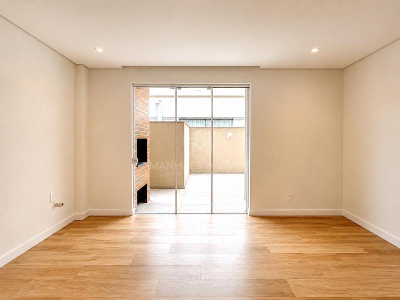 Living com acesso ao terra�o com churrasqueira do Apartamento Garden