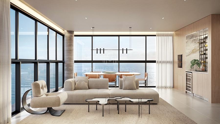 Apartamento Tipo 01: Living integrado