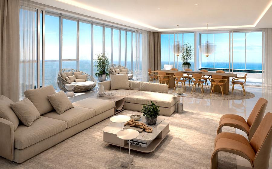 Cobertura Duplex: Amplo living integrado frente mar com 136 m�