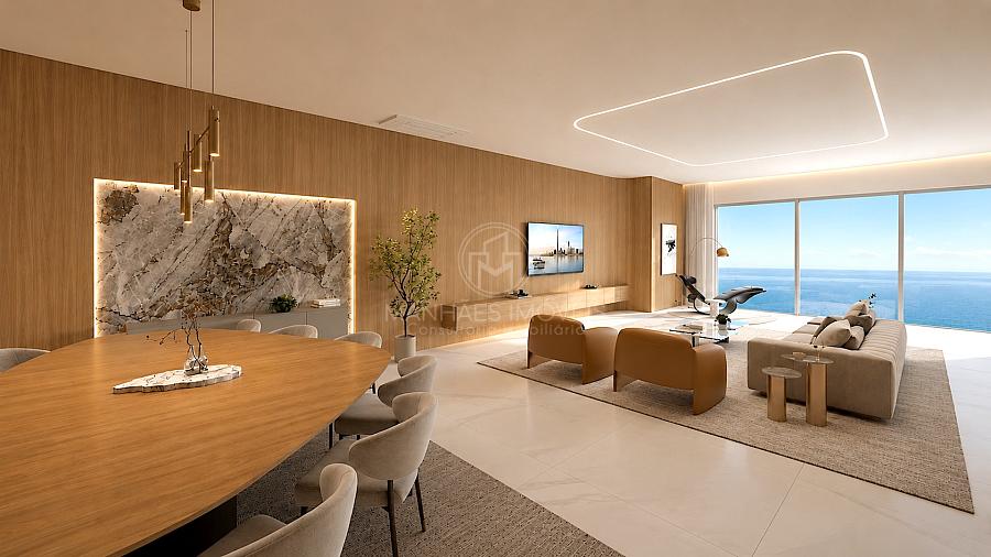 Apartamento com 5 su�tes: Living integrado com vista para o mar