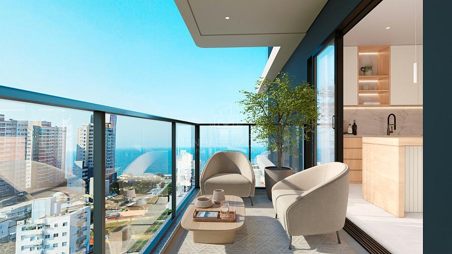 Apartamento Tipo 01: Sacada
gourmet com
churrasqueira a carvo