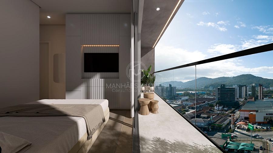 Apartamento de 60m�: Su�te com Sacada