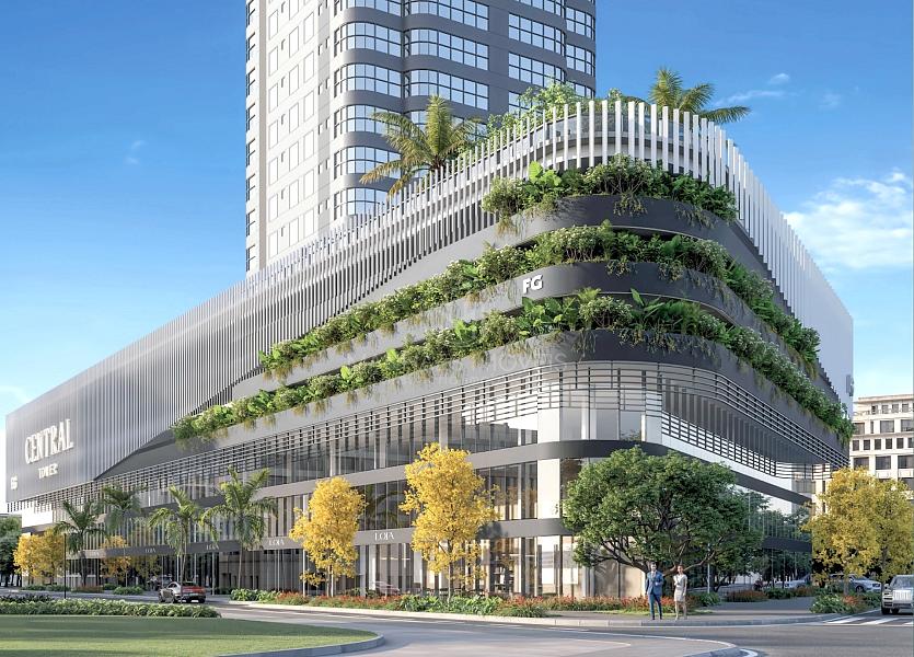 Central Tower � Detalhe da fachada e Embasamento