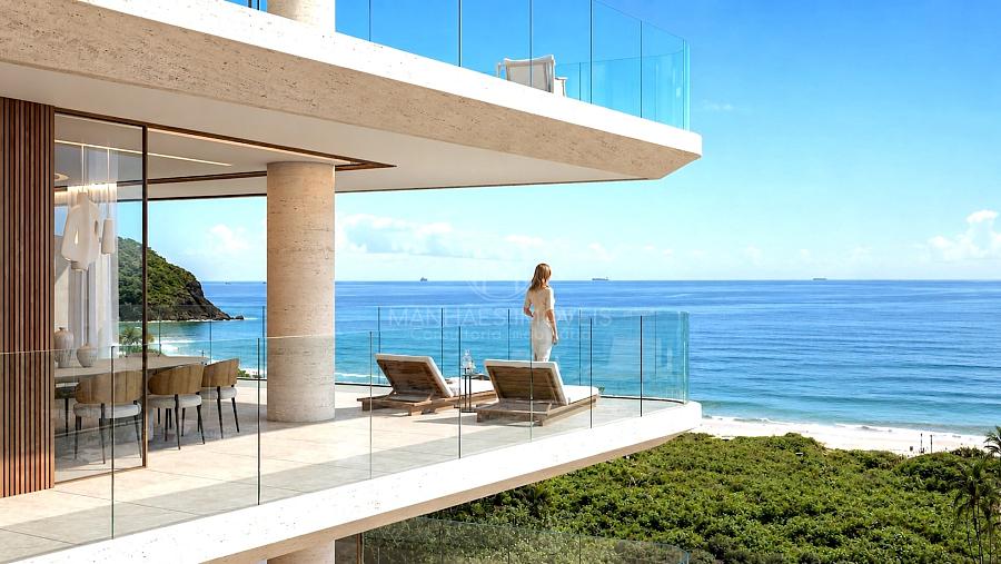 Apartamento com 4 su�tes � Ampla varanda frente mar