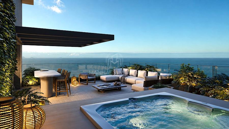 Cobertura Duplex | 315m�: Terra�o privativo com spa, lounge externo e vista para o oceano