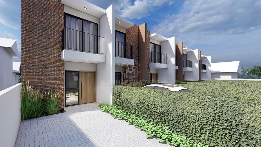 Fachada das casas geminadas no Residencial Sausalito no Boa Vista em Joinville