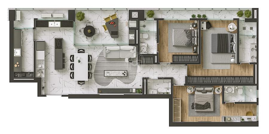 Apartamento na planta com 3 suítes, 2 vagas de garagem, 142m² priv. — foto 2