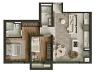 Planta do apartamento com 2 dormit�rios | 70,29 m� privativos