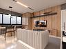 Living integrado com sala de TV decorada