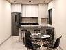 Sal�o de festas com espa�o gourmet decorado e equipado