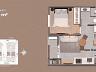 Planta do apartamento com 1 quarto