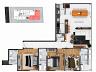 Planta baixa humanizada com medidas e cotas do apartamento com 3 su�tes (113 m�)