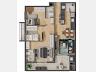 Planta humanizada do apartamento de 3 quartos no Vibe