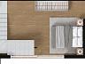 Planta baixa humanizada do piso superior do loft duplex de 53 m� do Blend