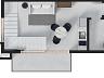 Planta baixa humanizada do piso inferior do loft duplex de 53 m� do Blend