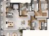 Planta humanizada do apartamento tipo final 01 de 206 m� privativos