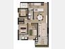 Planta humanizada do apartamento de 90m� com 1 su�te + 2 quartos