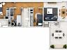 Planta baixa humanizada do apartamento garden com 3 quartos (1 su�te)