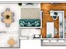 Planta baixa humanizada do apartamento de 74 m� privativos