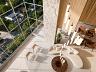 Vista a�rea do living com p�-direito duplo do apartamento duplex 