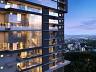 Fachada noturna iluminada do edif�cio ONE Plaenge destacando os apartamentos duplex envidra�ada com vista sobre a cidade de Joinville