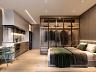 Studio decorado de 28 m� com layout funcional integrado