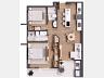Planta baixa humanizada do apartamento com 76 m� privativos no Vibe 1285