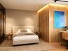 Perspectiva da su�te do apartamento garden decorado