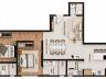 Planta humanizada do apartamento com 76,13m� privativos (2 Su�tes)